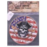 1  OZ .999 COPPER ROUND