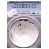 2014 P PCGS PF70DC BASEBALL SILVER DOLLAR