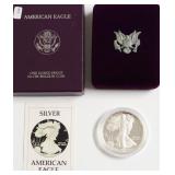 1986 PROOF SILVER EAGLE W BOX PAPERS