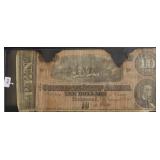 1864 10 $ CONFEDERATE NOTE DAMAGE