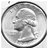 1944 CHOICE BU WASHINGTON QUARTER