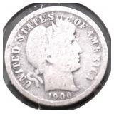 1906 BARBER DIME G