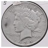1934 S PEACE DOLLAR VF