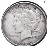 1922 PEACE DOLLAR VF