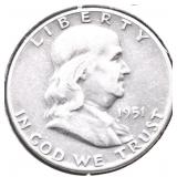 1951 FRANKLIN HALF DOLLAR VF