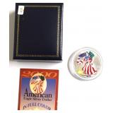 COLORIZED SILVER EAGLE W BOX PAPERS