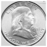 1948 GEM FBL FRANKLIN HALF DOLLAR