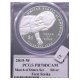 2015 W PCGS PF70DC MARCH OF DIMES SILVER DOLLAR