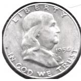 1954 S FRANKLIN HALF DOLLAR VF