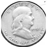 1951 S FRANKLIN HALF DOLLAR VF