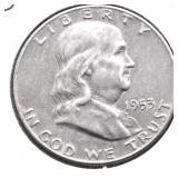 1953 D FRANKLIN HALF DOLLAR VF