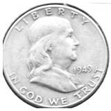 1949 S FRANKLIN HALF DOLLAR VF