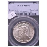 1941 PCGS MS66 WALKING HALF DOLLAR