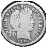 1898 BARBER DIME G