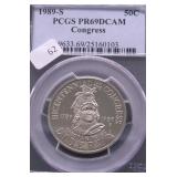 1989 S PCGS PF69DC CONGRESS HALF DOLLAR
