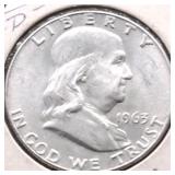 1963 D CHOICE BU FRANKLIN HALF DOLLAR