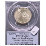 PCGS MS65 MINT ERROR PRESIDENT DOLLAR