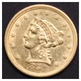 1851 QUARTER EAGLE AU DETAILS