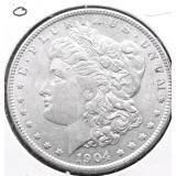 1904 O MORGAN DOLLAR AU