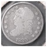 1830 CAPPED BUST HALF DIME F