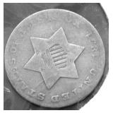 1851 SILVER 3 CENT PIECE G