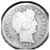 1898 S BARBER DIME G