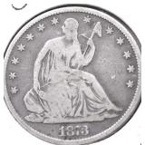 1873 SEATED HALF DOLLAR VG