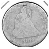 1876 SEATED QUARTER AG