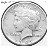 1921 PEACE DOLLAR XF