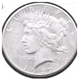 1922 S PEACE DOLLAR VF