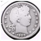 1908 O BARBER QUARTER G