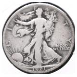 1921 S WALKING HALF DOLLAR F