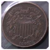 1866 TWO CENT PIECE XF