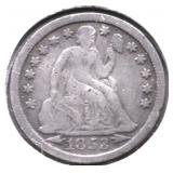 1853 SEATED DIME VF