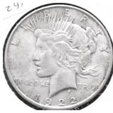 1922 D PEACE DOLLAR XF
