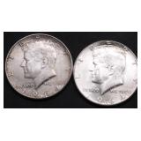 TWO 1964 KENNEDY HALF DOLLARS