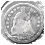 1854 HALF DIME VG