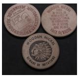 THREE  WOODEN NICKELS