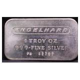 VINTAGE ENGELHARD 1 OZ .999 SILVER BAR