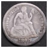 1890 SEATED DIME VG