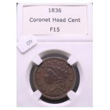 1836 LARGE CENT F