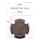 1854 LARGE CENT XF