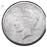 1922 S PEACE DOLLAR VF