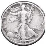 1936 WALKING HALF DOLLAR VF