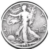 1942 D WALKING HALF DOLLAR VF