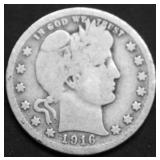 1916 D BARBER QUARTER VG
