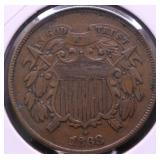 1868 TWO CENT PIECE AU