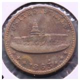 1863 CIVIL WAR TOKEN  XF