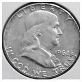 1962 D CHOICE BU FRANKLIN HALF DOLLAR