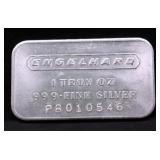 VINTAGE ENGELHARD 1 OZ .999 SILVER BAR